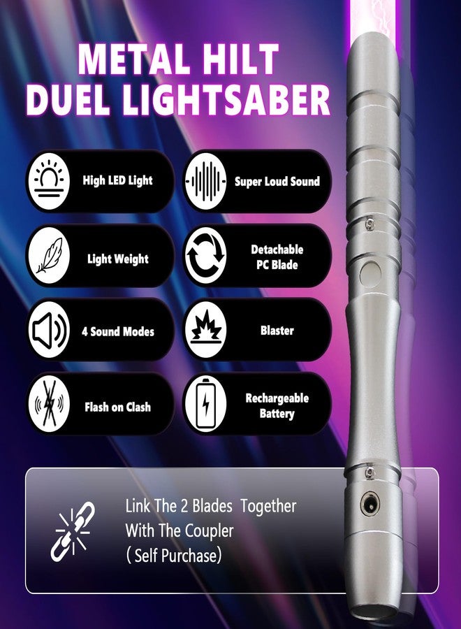 YDDSABER Dueling Lightsaber for Adults,Rechargeable Metal Hilt,4 Modes & Sounds Light Saber,Age 5 6 7 8 9 10 11 12 13 Toys for Kids,Cosplay,Family Days,Brithday Gift (Pinkish-Purple) - Image 3